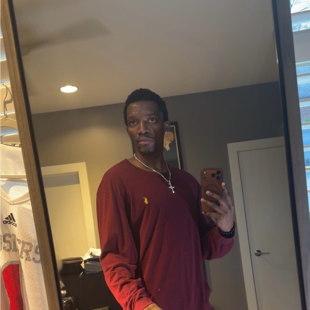 Polo by Ralph Lauren Long Sleeve Crewneck Tee in Burgundy with Yellow Pony - Picture 7 of 10